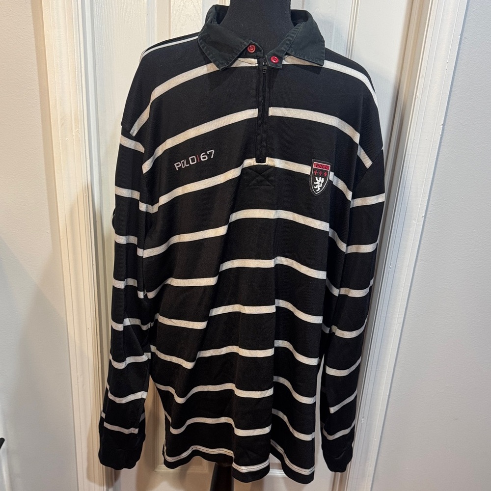 Polo by Ralph Lauren Black and Cream Striped Shirt